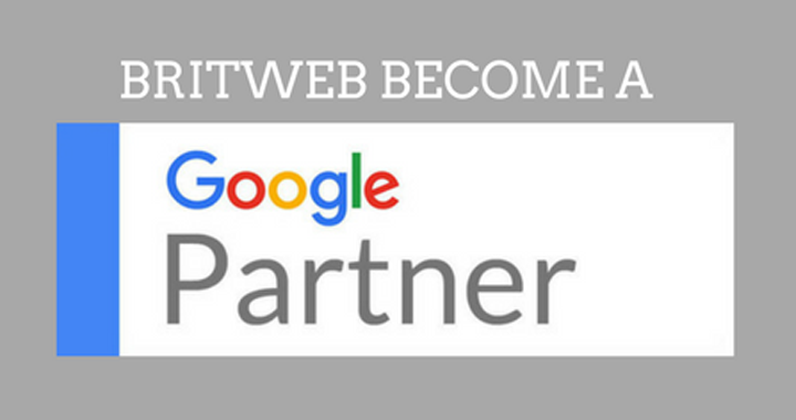 Artwork depicting Google Partner logo with text 'Britweb become a Google Partner'