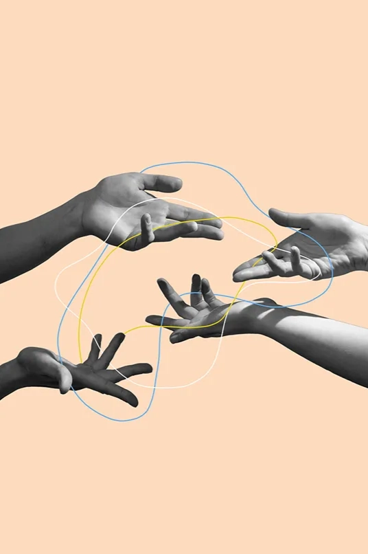 Hands holding string