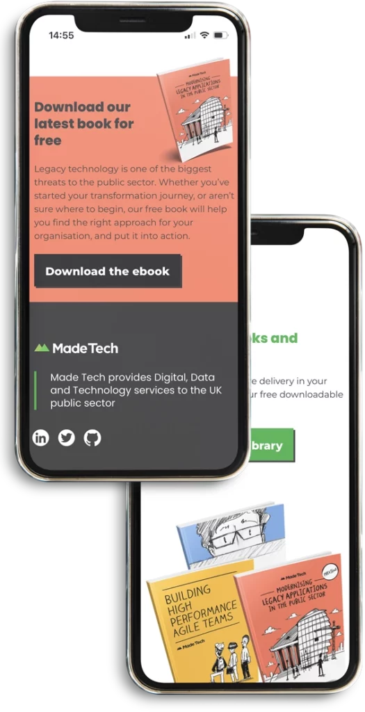 Made Tech website open on two mobile devices