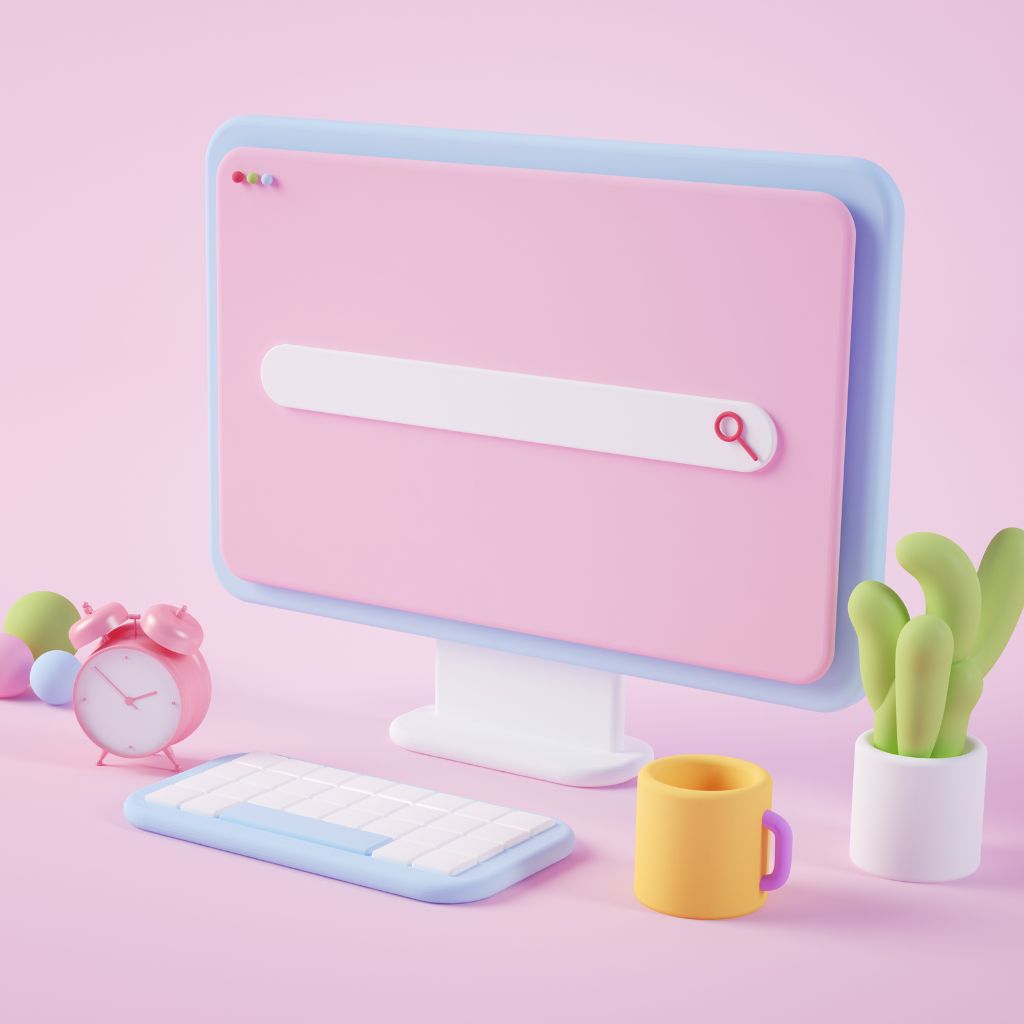 Computer with a search engine on the screen