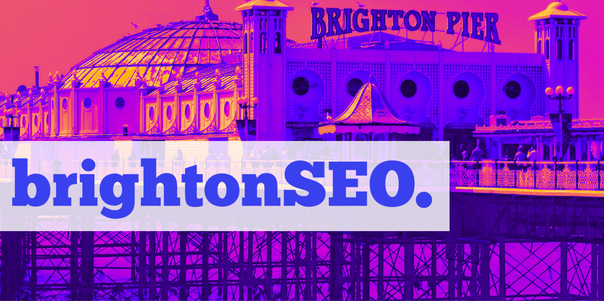 brighton pier image with brightonSEO logo on top