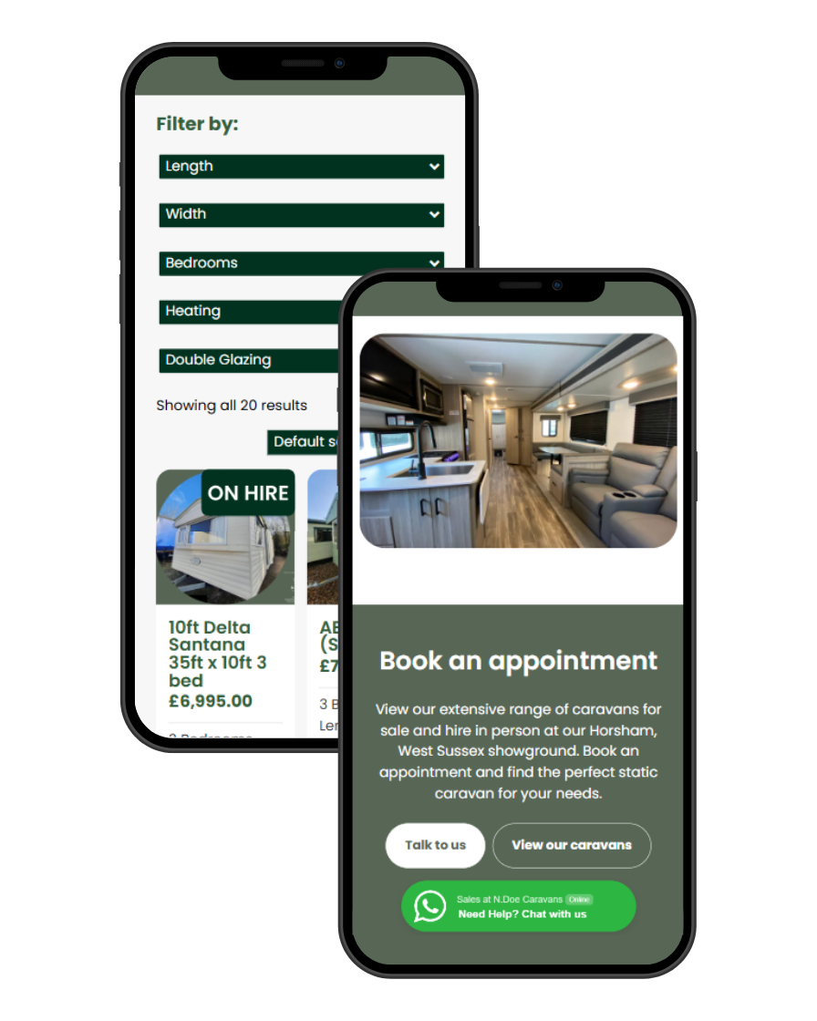 N Doe Caravans Website Mobile Mockup