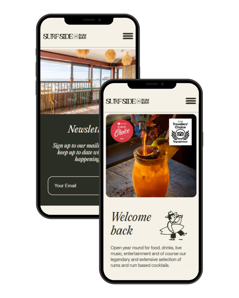 Surfside & Rum Bar mobile website