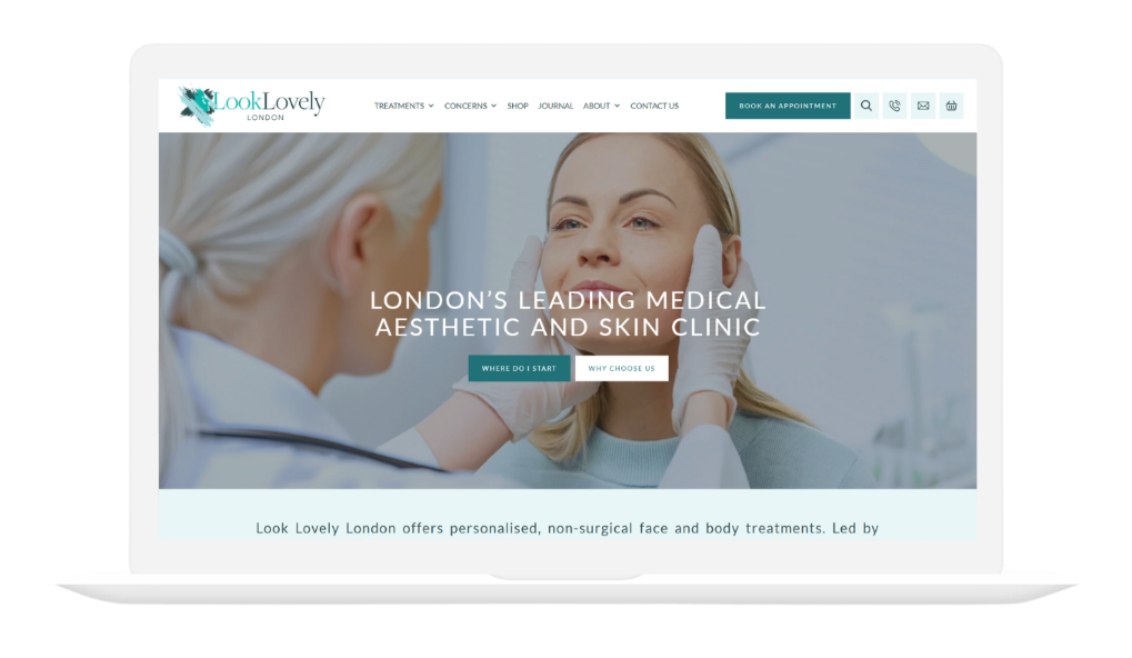 Look Lovely London website on laptop mockup