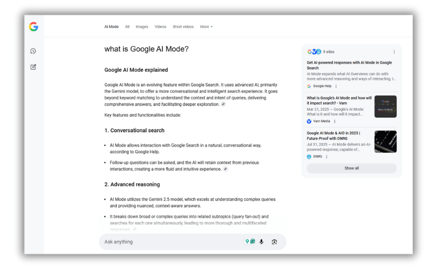 Google AI Mode screenshot
