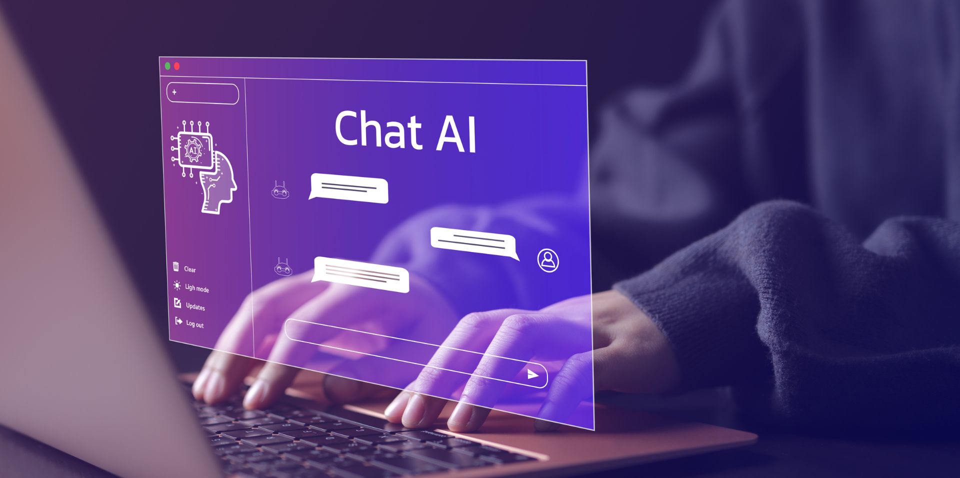 Is AI Killing SEO? Image of an AI chat interface hovering over a keyboard