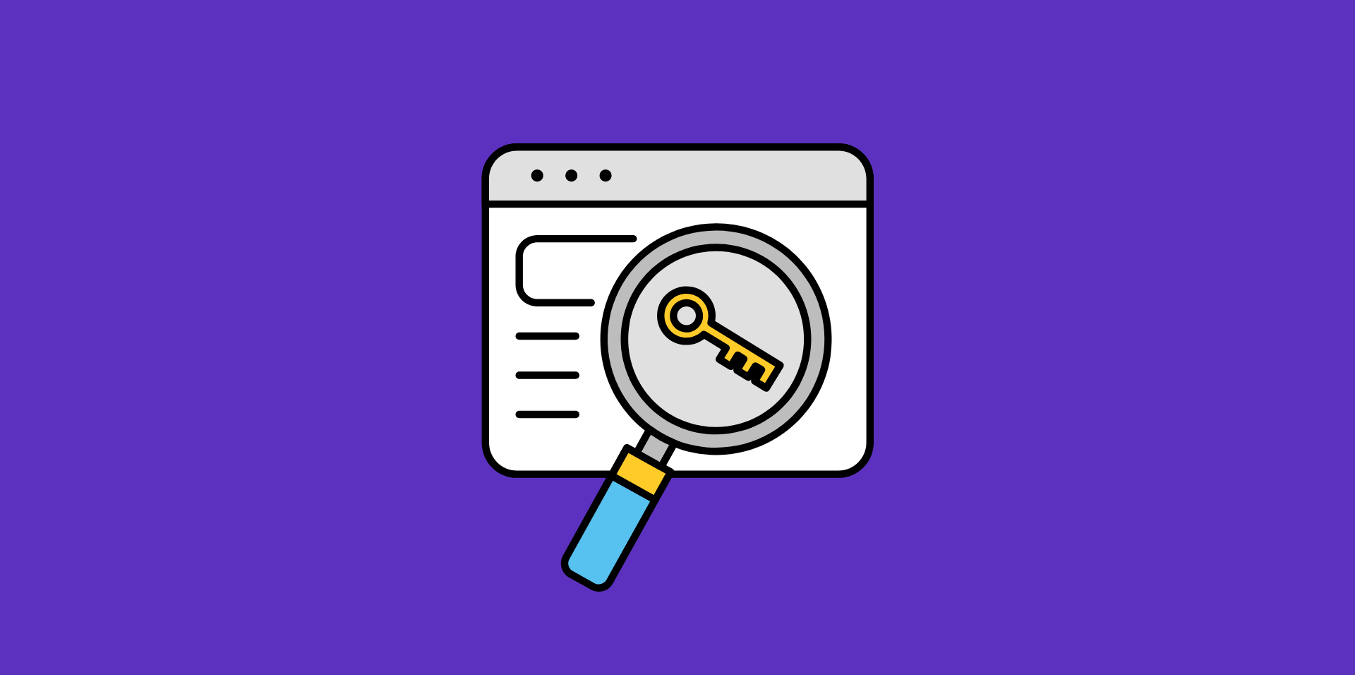 Graphic of a magnifying glass showing a key